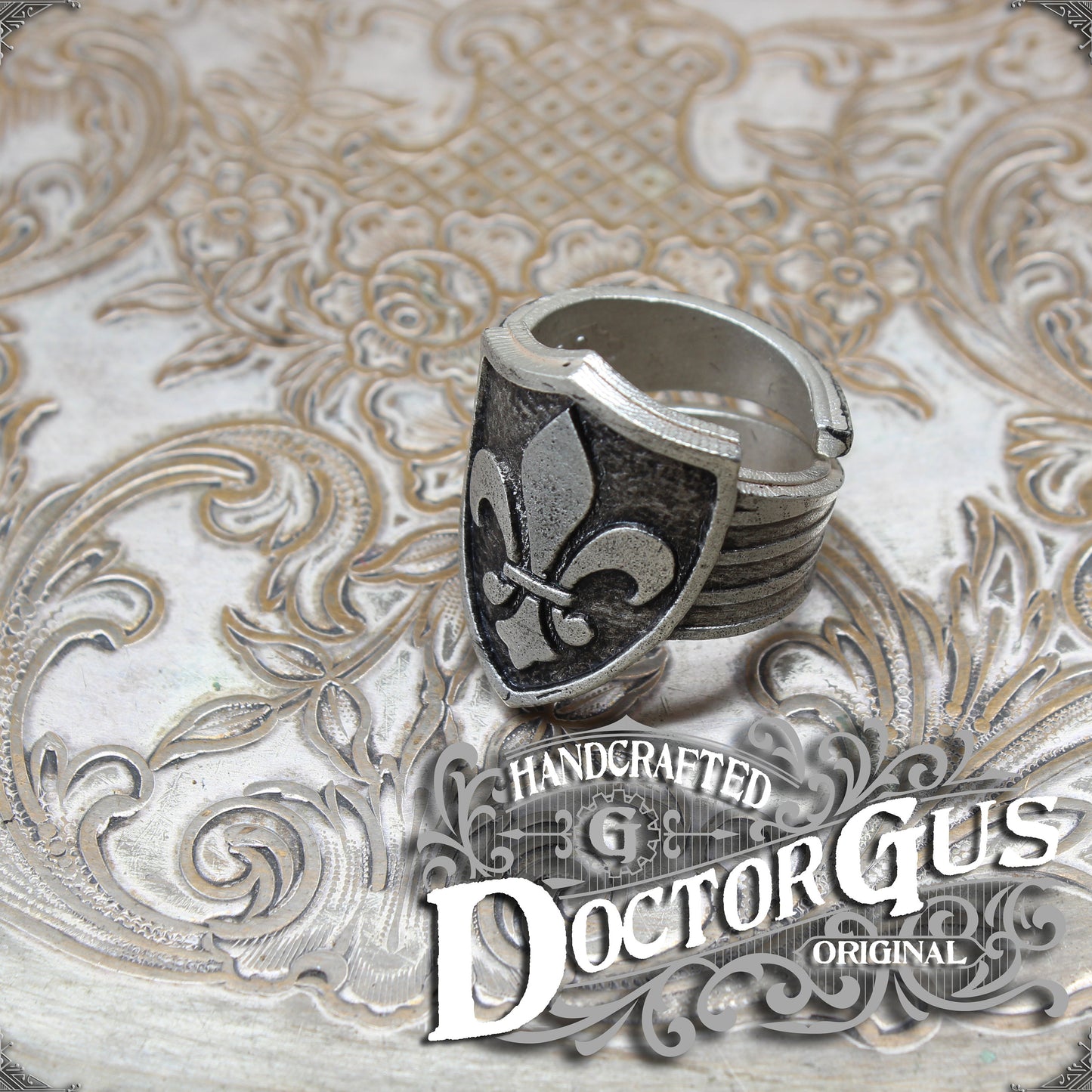 Fleur de Lis Shield Ring